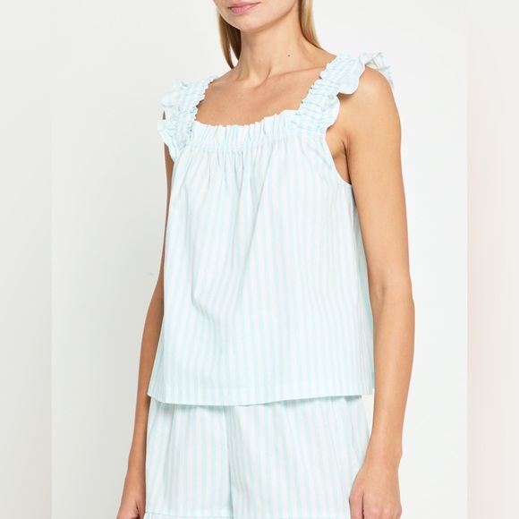 Few Moda kourt Aura Two-Piece Pajama Set - Size M - Mint Stripe - NWT - Picture 5 of 12